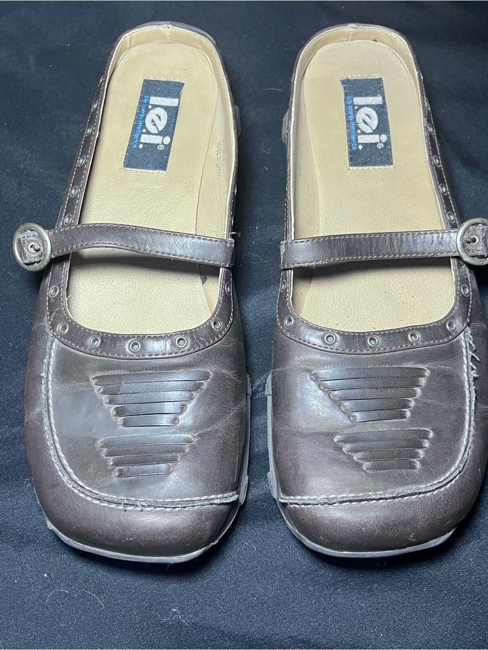 vintage L.E.I. brown Mary Jane mule clogs Size 10